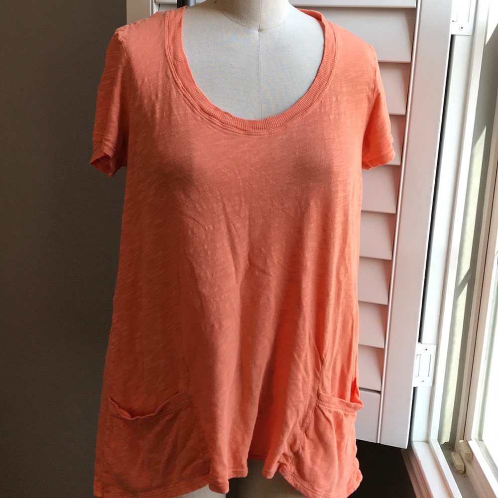 Anthropologie Orange Short Sleeve Tee